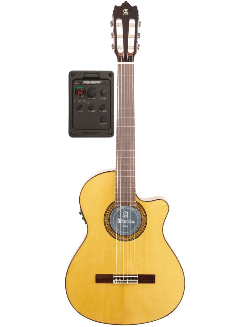 GUITARRA FLAMENCA ALHAMBRA 4/4 RECORTADA ESTRECHA 3FCTE1 PREVIO FISHMAN