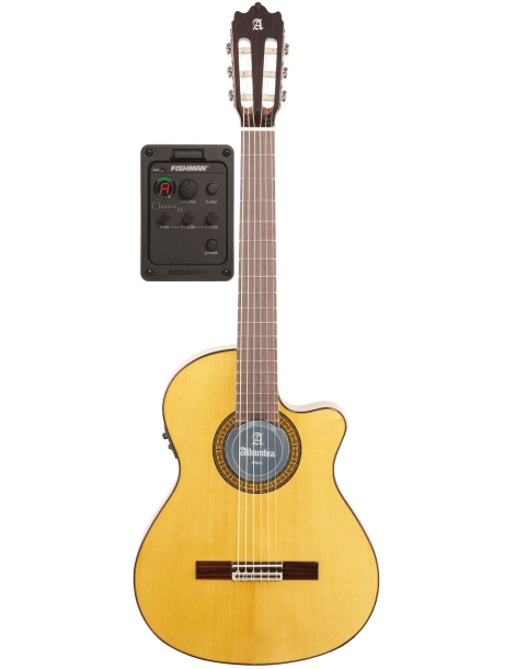 GUITARRA FLAMENCA ALHAMBRA 4/4 RECORTADA ESTRECHA 3FCTE1 PREVIO FISHMAN