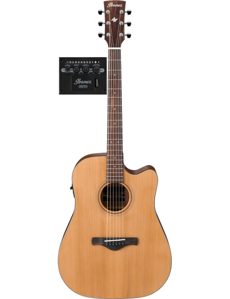 GUITARRA ACÚSTICA IBANEZ 4/4 RECORTADA AW65ECE-LG CON PREVIO Y AFINADOR NATURAL SAT