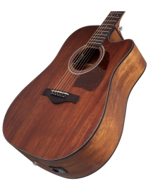 GUITARRA ACÚSTICA IBANEZ 4/4 RECORTADA AW54CE-OPN CON PREVIO Y AFINADOR NATURAL OSCURA