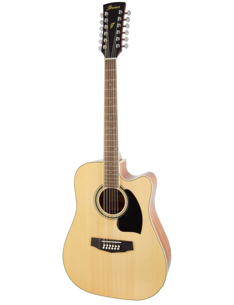 GUITARRA ACÚSTICA IBANEZ 4/4 RECORTADA PF1512ECE-NT 12 CUERDAS CON PREVIO Y AFINADOR NATURAL