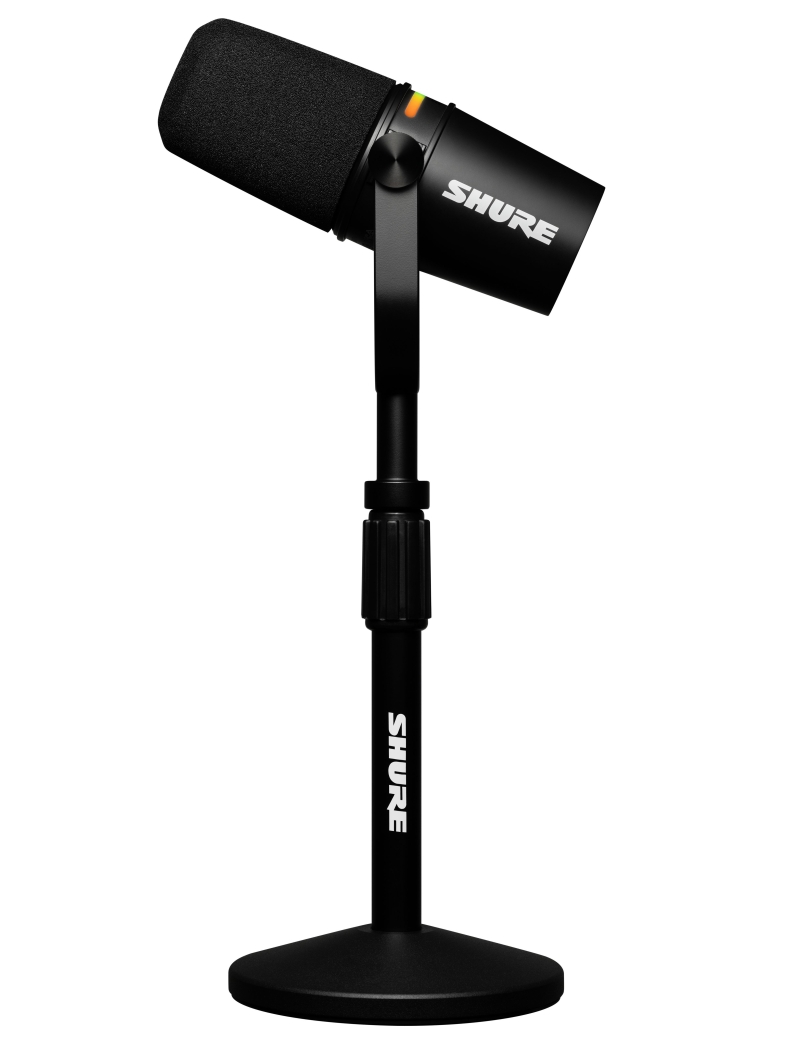 MICRÓFONO ESTUDIO SHURE SH MV7PLUS-K-BNDL PODCAST NEGRO CON SOPORTE