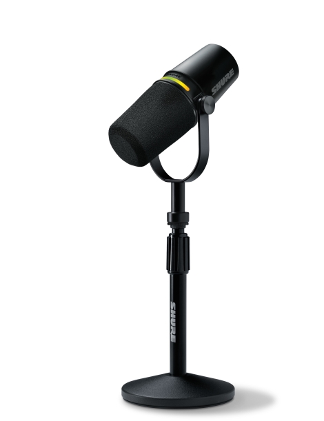 MICRÓFONO ESTUDIO SHURE SH MV7PLUS-K-BNDL PODCAST NEGRO CON SOPORTE