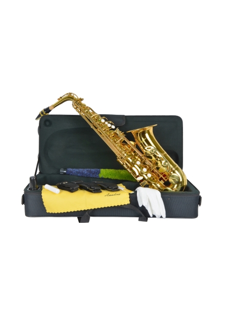 SAXO ALTO AMADEUS AL850 MIb CON LLAVE DE FA DORADO CON ESTUCHE