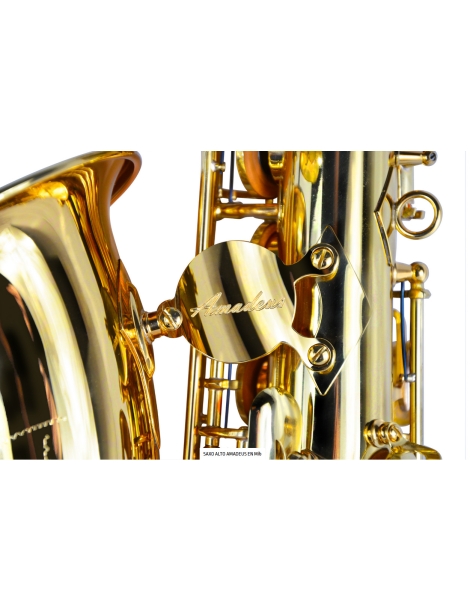 SAXO ALTO AMADEUS AL850 MIb CON LLAVE DE FA DORADO CON ESTUCHE