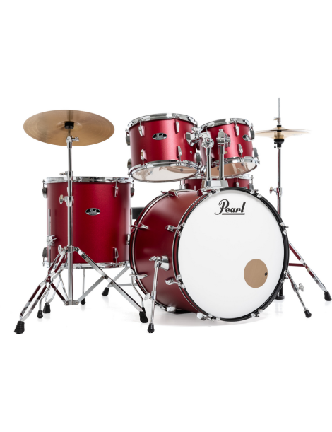 BATERÍA PEARL KIT ROADSHOW RSS525SCC-747 ROJO MATTE 5 PIEZAS, HERRAJES, PLATOS SOLAR