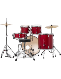 BATERÍA PEARL KIT ROADSHOW RSS525SCC-747 ROJO MATTE 5 PIEZAS, HERRAJES, PLATOS SOLAR
