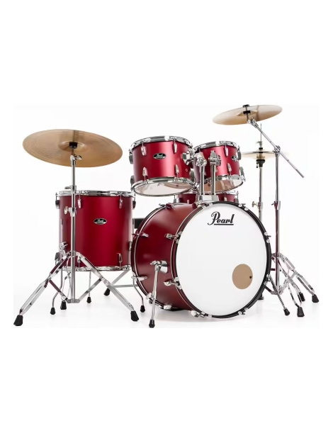 BATERÍA PEARL KIT ROADSHOW RSS525SCC-747 ROJO MATTE 5 PIEZAS, HERRAJES, PLATOS SOLAR