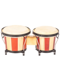 BONGO JINBAO 6,5" Y 7,5" ROJO Y NATURAL PARCHES DE PIEL JDB105