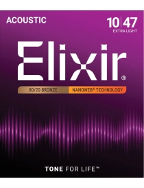 CUERDA ACÚSTICA ELIXIR 11002 10-47 NANOWEB EXTRA LIGHT JUEGO