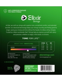 CUERDA BAJO ACÚSTICO ELIXIR 14502 45-100 BRONZE JUEGO