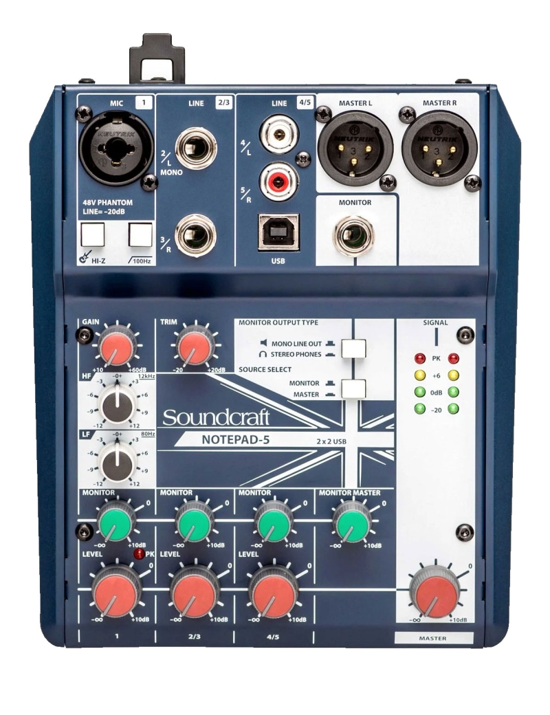 MESA MEZCLA ANALÓGICA SOUNDCRAFT NOTEPAD-5 5 CANALES USB