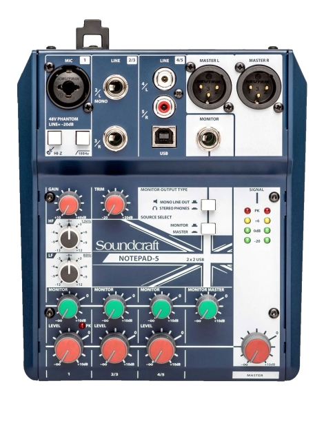 MESA MEZCLA ANALÓGICA SOUNDCRAFT NOTEPAD-5 5 CANALES USB