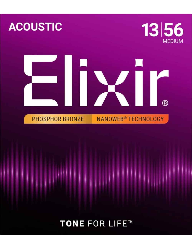 CUERDA ACÚSTICA ELIXIR 16102 013-56 NANOWEB MEDIUM PHOSPHOR BRONZE JUEGO