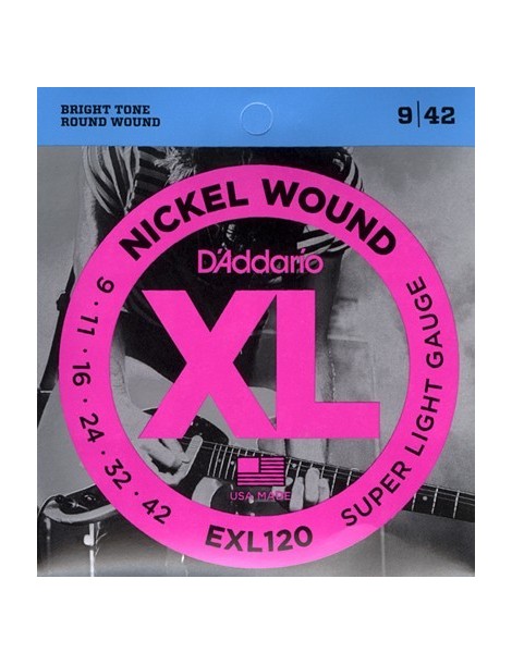 CUERDA ELÉCTRICA D'ADDARIO EXL-120 9-42 JUEGO