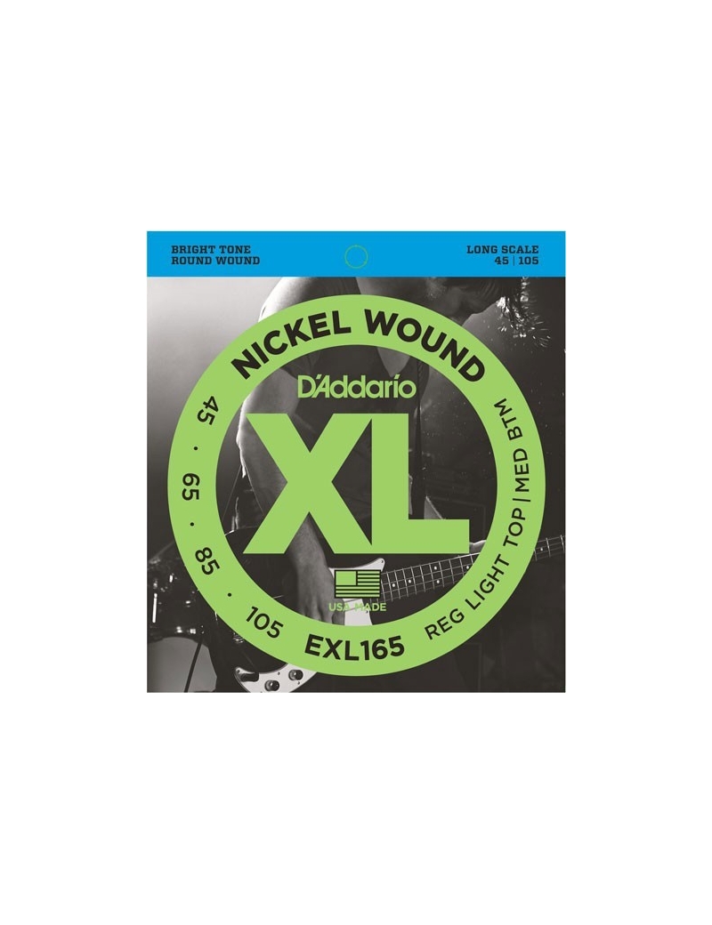 CUERDA BAJO ELÉCTRICO D'ADDARIO EXL-165 45-105 JUEGO