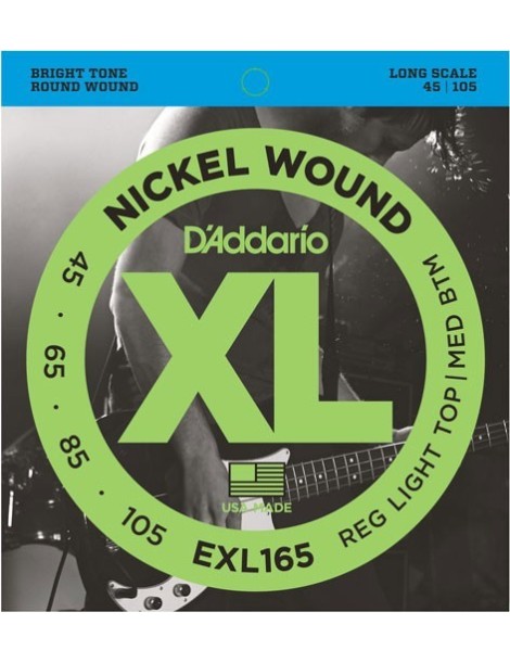 CUERDA BAJO ELÉCTRICO D'ADDARIO EXL-165 45-105 JUEGO