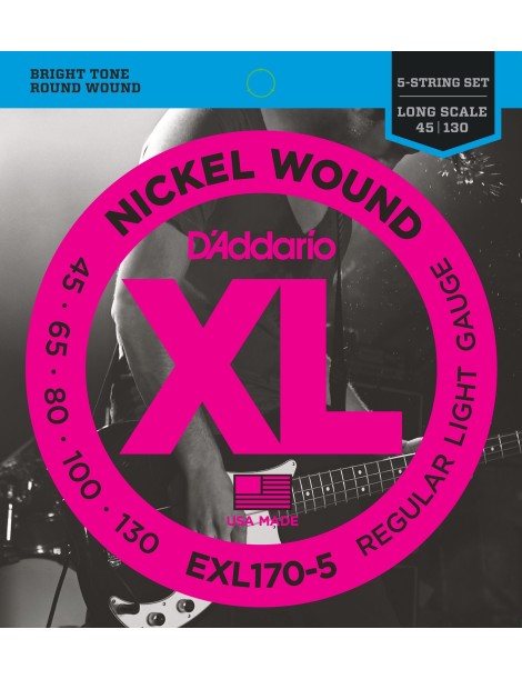 CUERDA BAJO ELÉCTRICO D'ADDARIO EXL-170-5 45-130 5 CUERDAS JUEGO